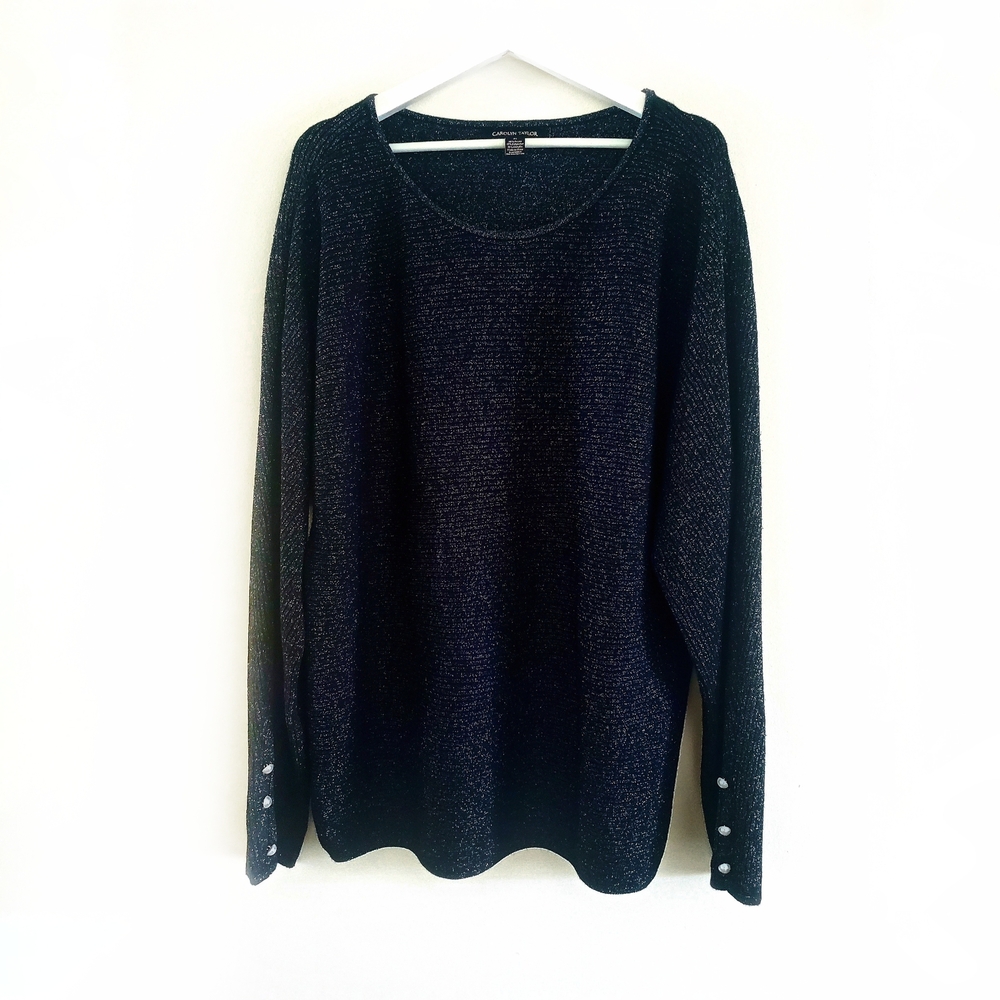 NWOT Carolyn Taylor Glitter Black Long Sleeve Sweater